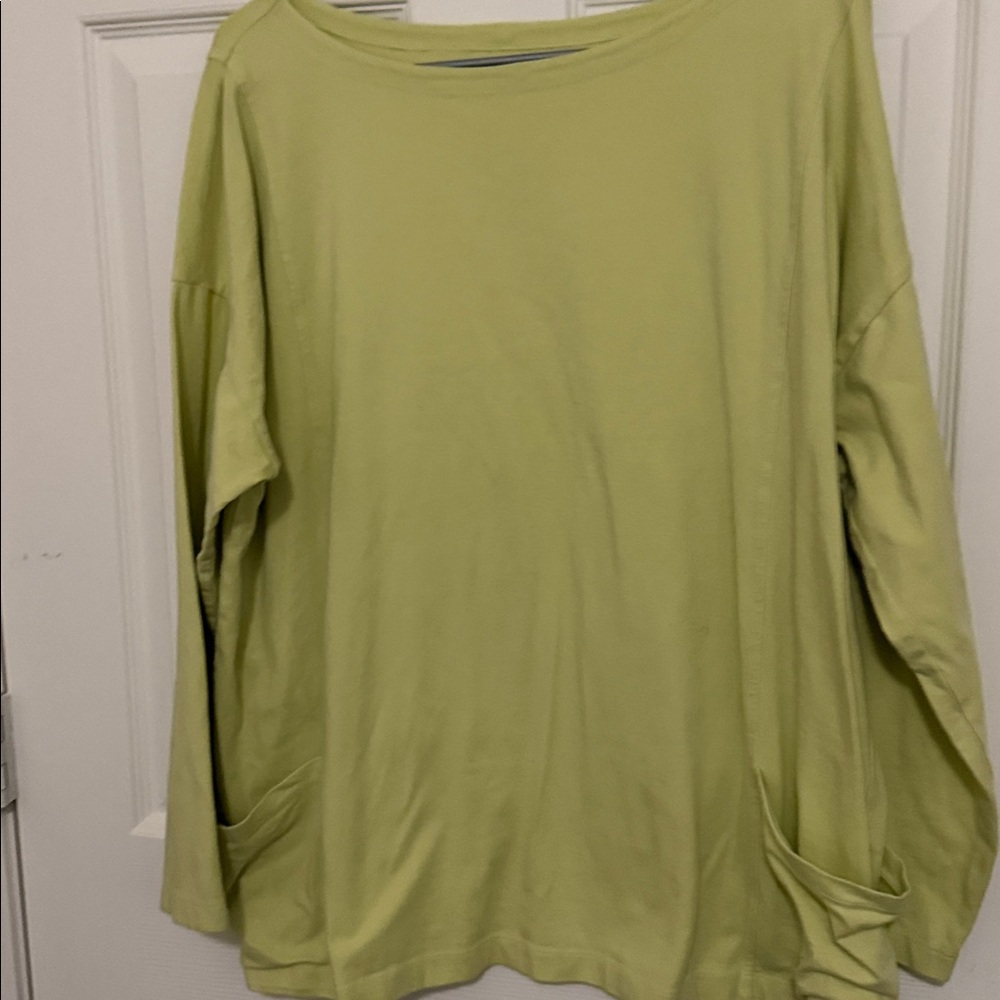 EILEEN FISHER Women's Lime Green Long Sleeve Top. - Picture 2 of 5